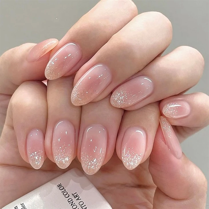 پرس ombre براق صورتی روی ناخن